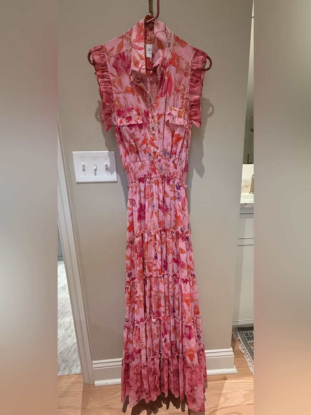 Misa Los Angeles Pink and Coral Floral Maxi Dress